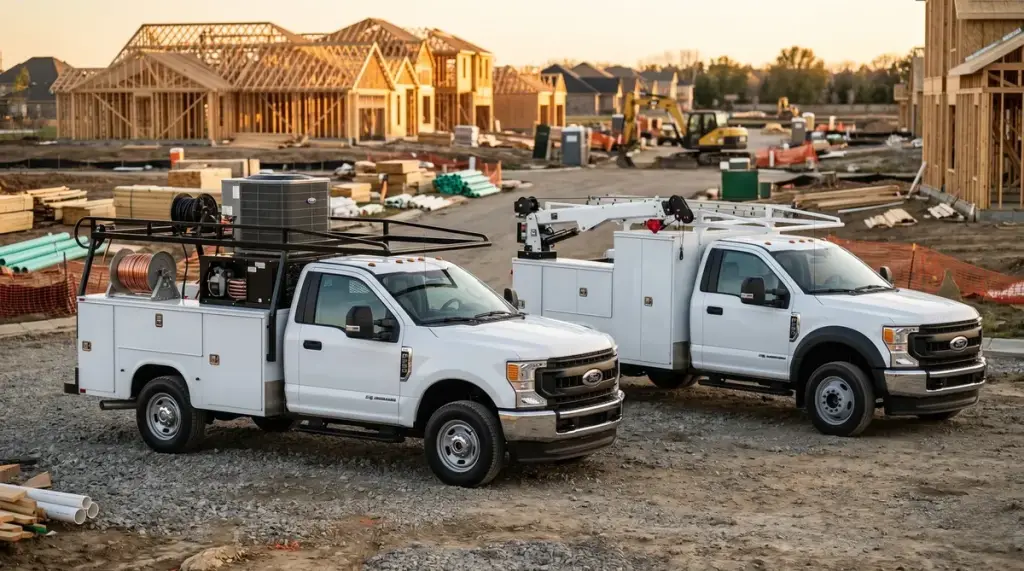 Ford Transit HVAC service van with equipment racking