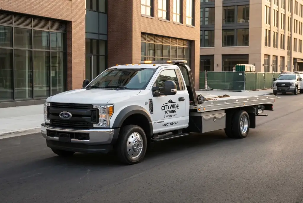 Ford Super Duty tow truck with recovery equipment